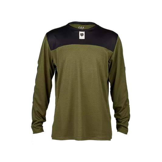 Jersey Fox Defend LS Youth - Olive Green